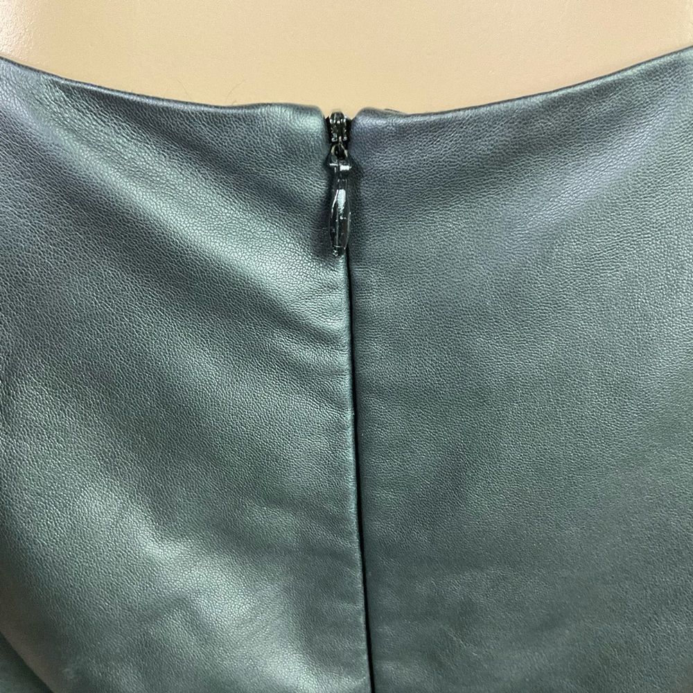 Armani Collezioni Black Lamb Leather Belted Moto Elegant Sheath Dress 10 - Picture 10 of 10